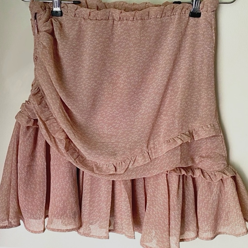 Papermoon Pink Floral Teared Ruffle Skirt
